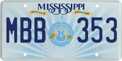 MS license plate MBB353
