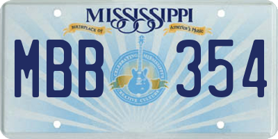 MS license plate MBB354