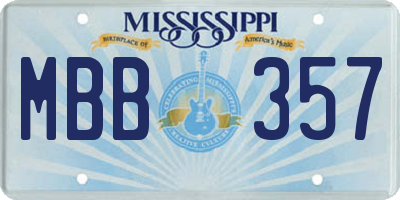 MS license plate MBB357