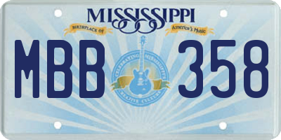 MS license plate MBB358