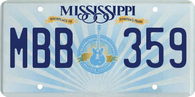 MS license plate MBB359