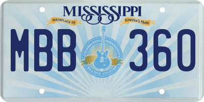 MS license plate MBB360