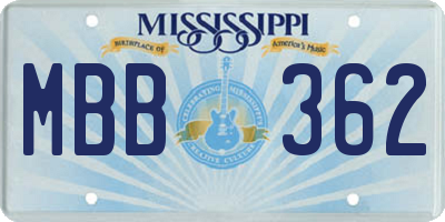 MS license plate MBB362