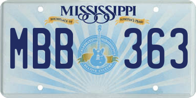 MS license plate MBB363