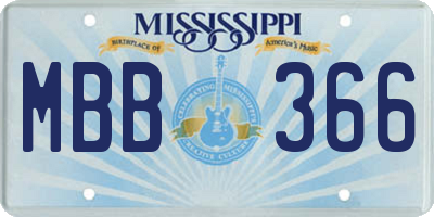 MS license plate MBB366
