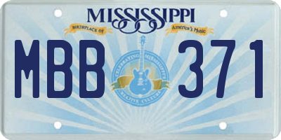 MS license plate MBB371