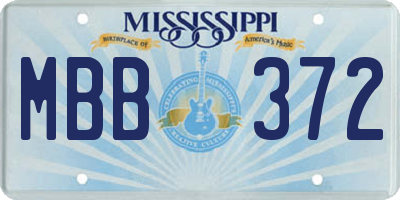 MS license plate MBB372
