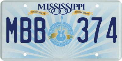 MS license plate MBB374