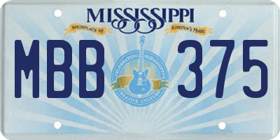 MS license plate MBB375
