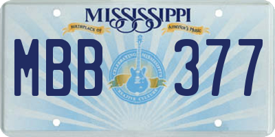 MS license plate MBB377