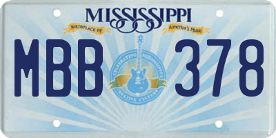 MS license plate MBB378