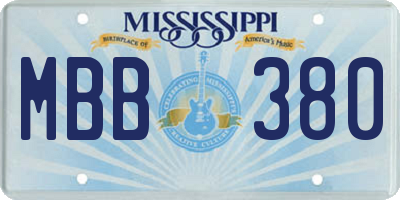 MS license plate MBB380