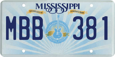 MS license plate MBB381