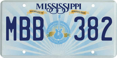 MS license plate MBB382