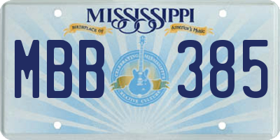 MS license plate MBB385