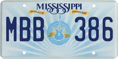 MS license plate MBB386
