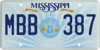 MS license plate MBB387