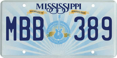 MS license plate MBB389