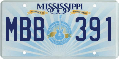 MS license plate MBB391