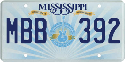 MS license plate MBB392