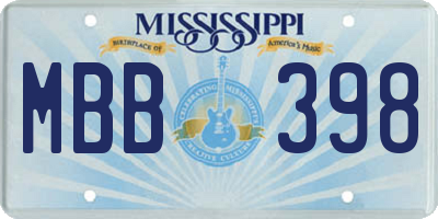 MS license plate MBB398