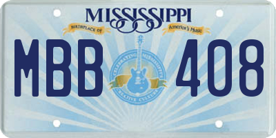 MS license plate MBB408