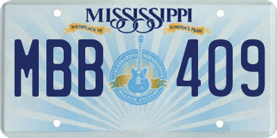 MS license plate MBB409