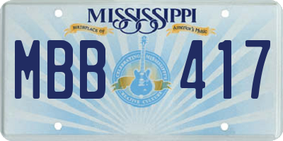 MS license plate MBB417