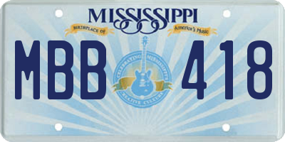 MS license plate MBB418