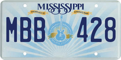 MS license plate MBB428
