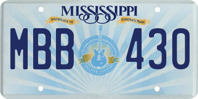 MS license plate MBB430