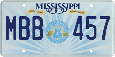 MS license plate MBB457
