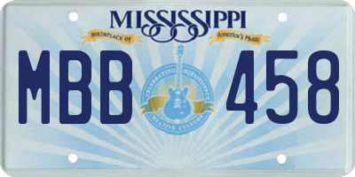 MS license plate MBB458
