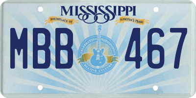 MS license plate MBB467