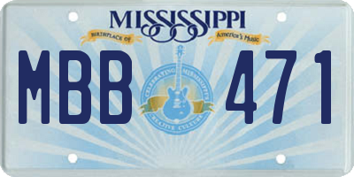 MS license plate MBB471