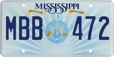 MS license plate MBB472