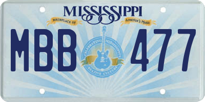 MS license plate MBB477