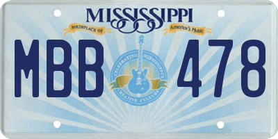 MS license plate MBB478