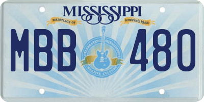 MS license plate MBB480