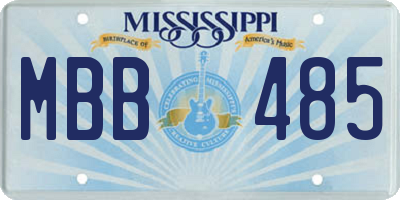 MS license plate MBB485