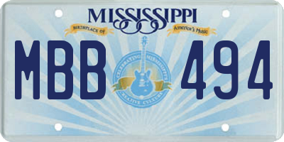 MS license plate MBB494