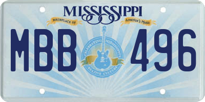 MS license plate MBB496
