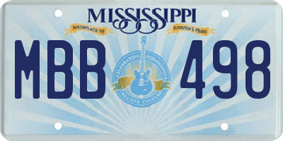 MS license plate MBB498