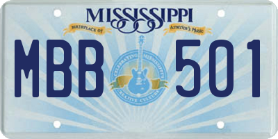 MS license plate MBB501