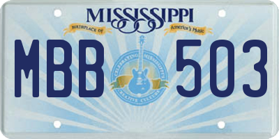 MS license plate MBB503