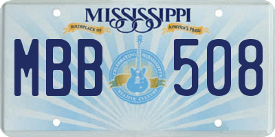MS license plate MBB508