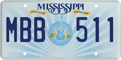 MS license plate MBB511