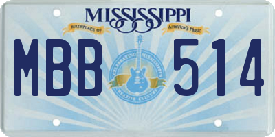 MS license plate MBB514