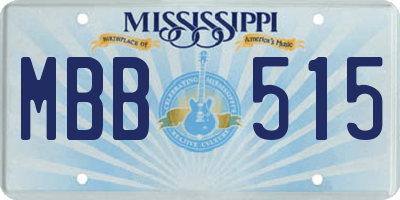 MS license plate MBB515