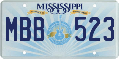 MS license plate MBB523